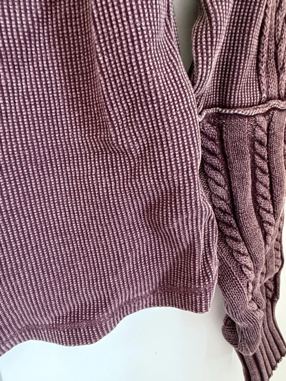 We The Free Cable-Trim Mock Neck Sweater - Plum - Picture 6 of 8